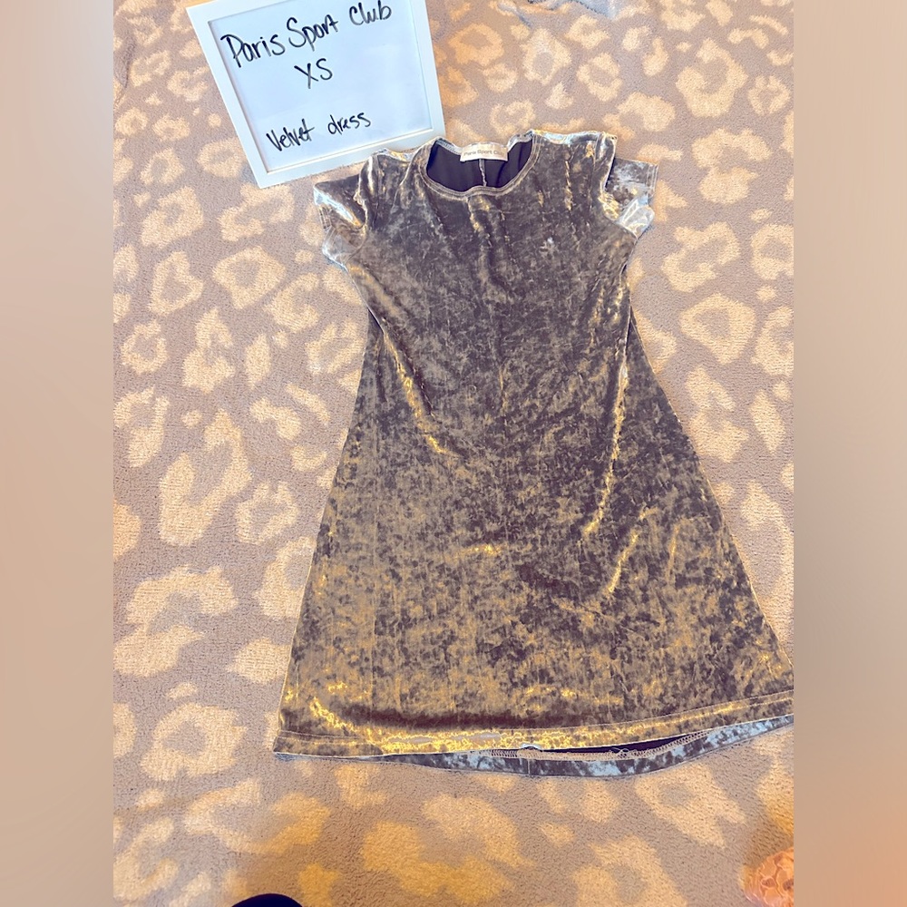 Crushed velvet T-shirt mini dress. Size XS